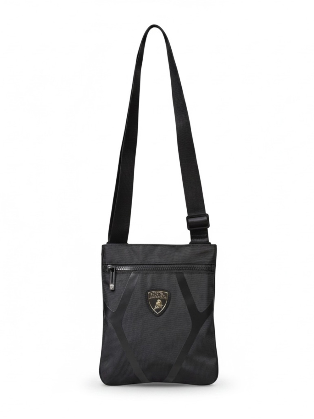 Lamborghini Black Nylon Crossbody with Metallic Shield
